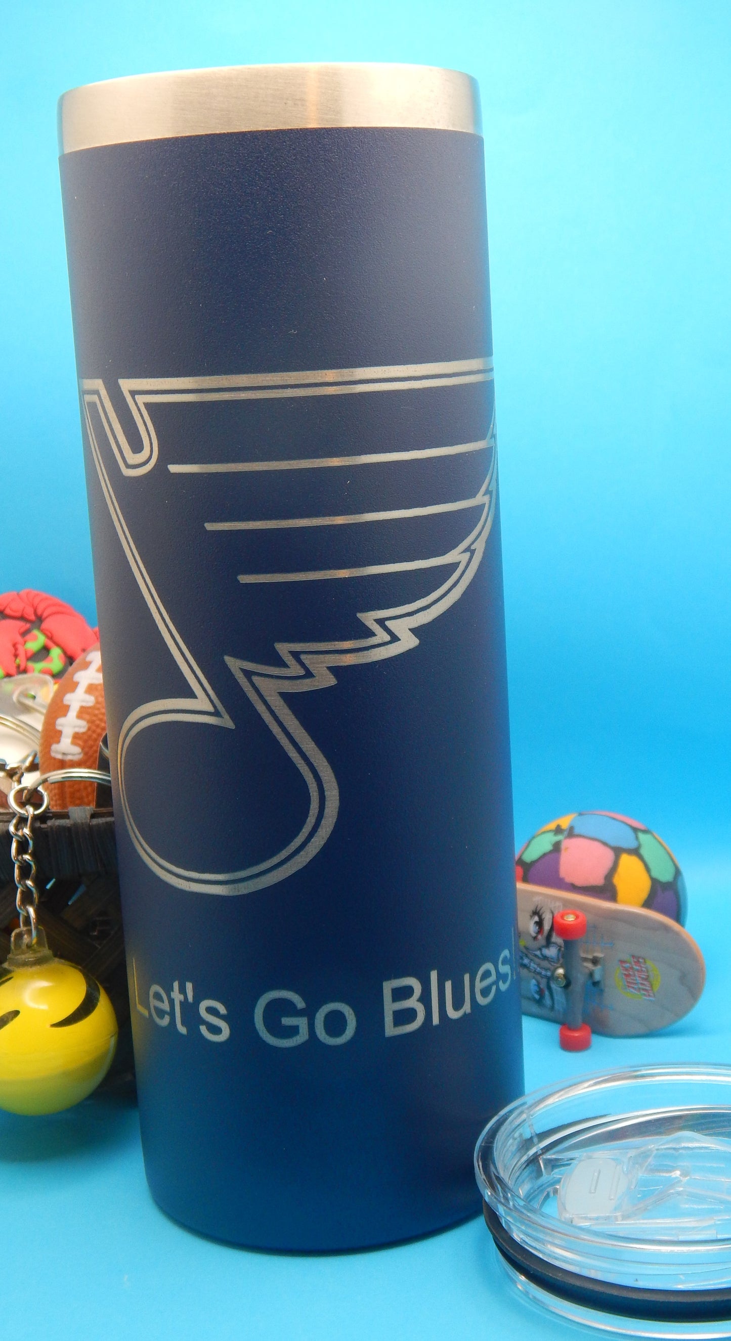 20 oz Skinny Tumbler - engraved - Let's Go Blues!